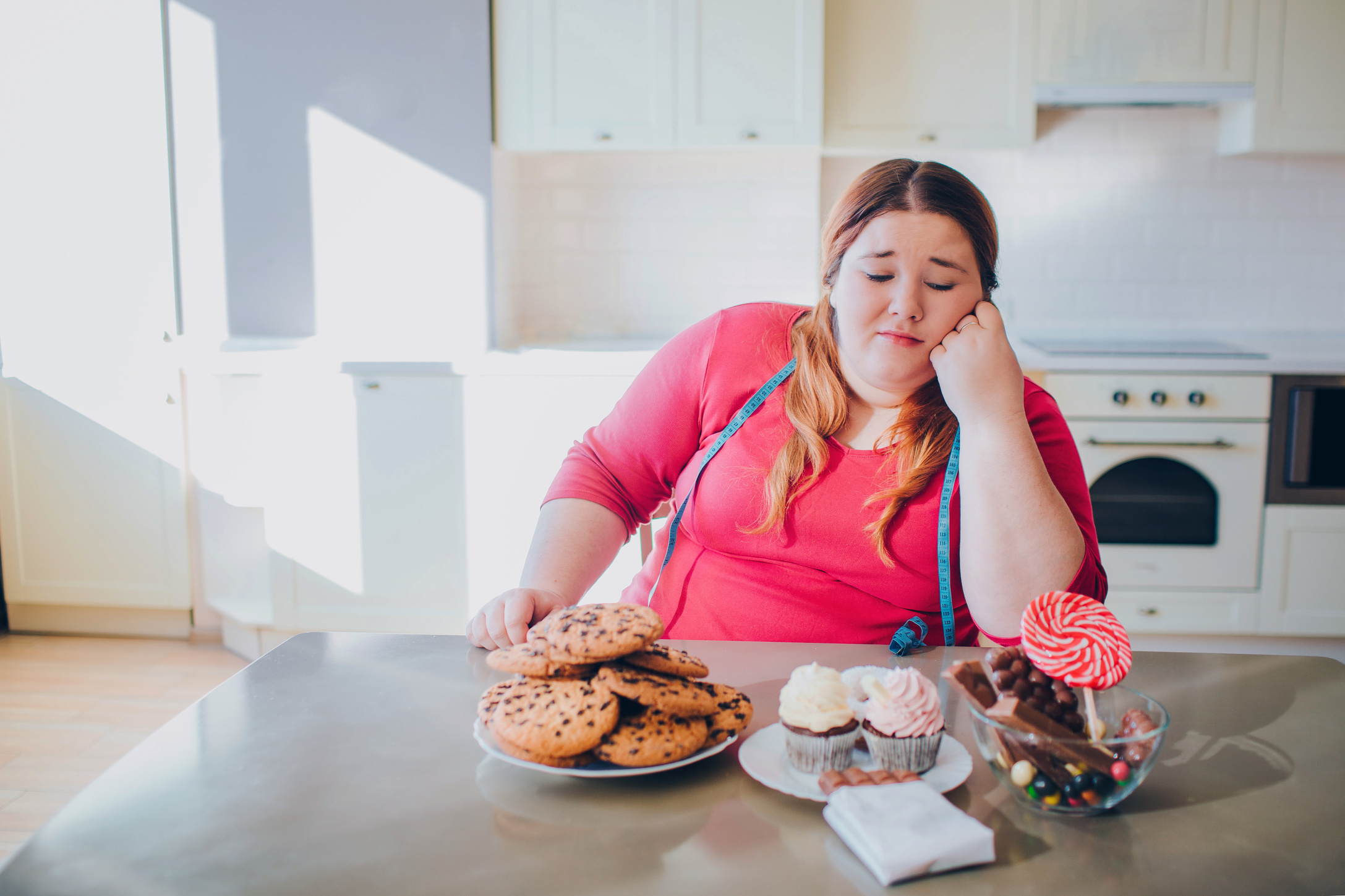 Fat Woman Eating Sweets